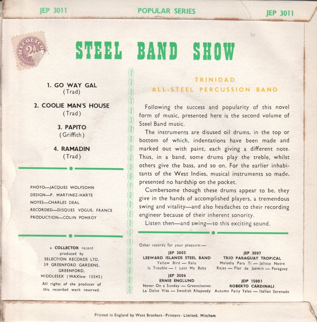 Trinidad All-Steel Percussion Band - Steel Band Show - 7 Inch