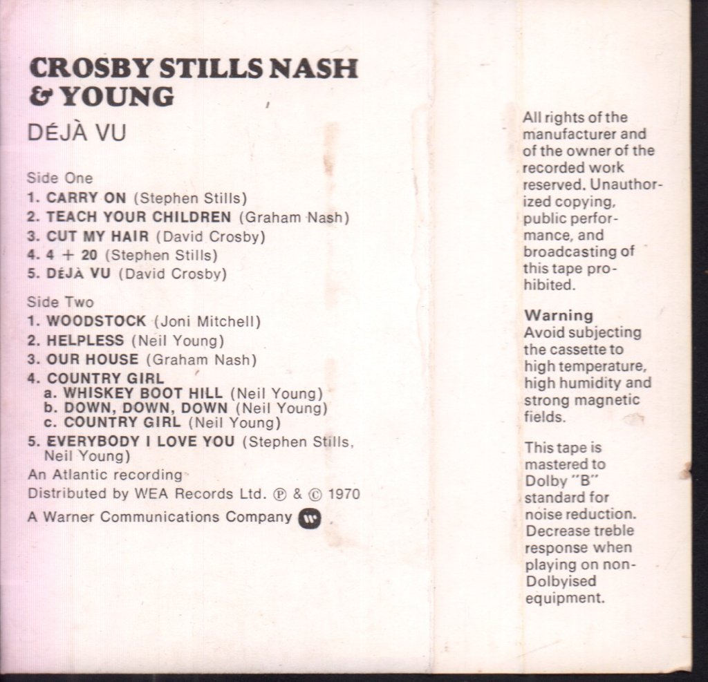 Crosby, Stills, Nash & Young - Déjà Vu - Cassette