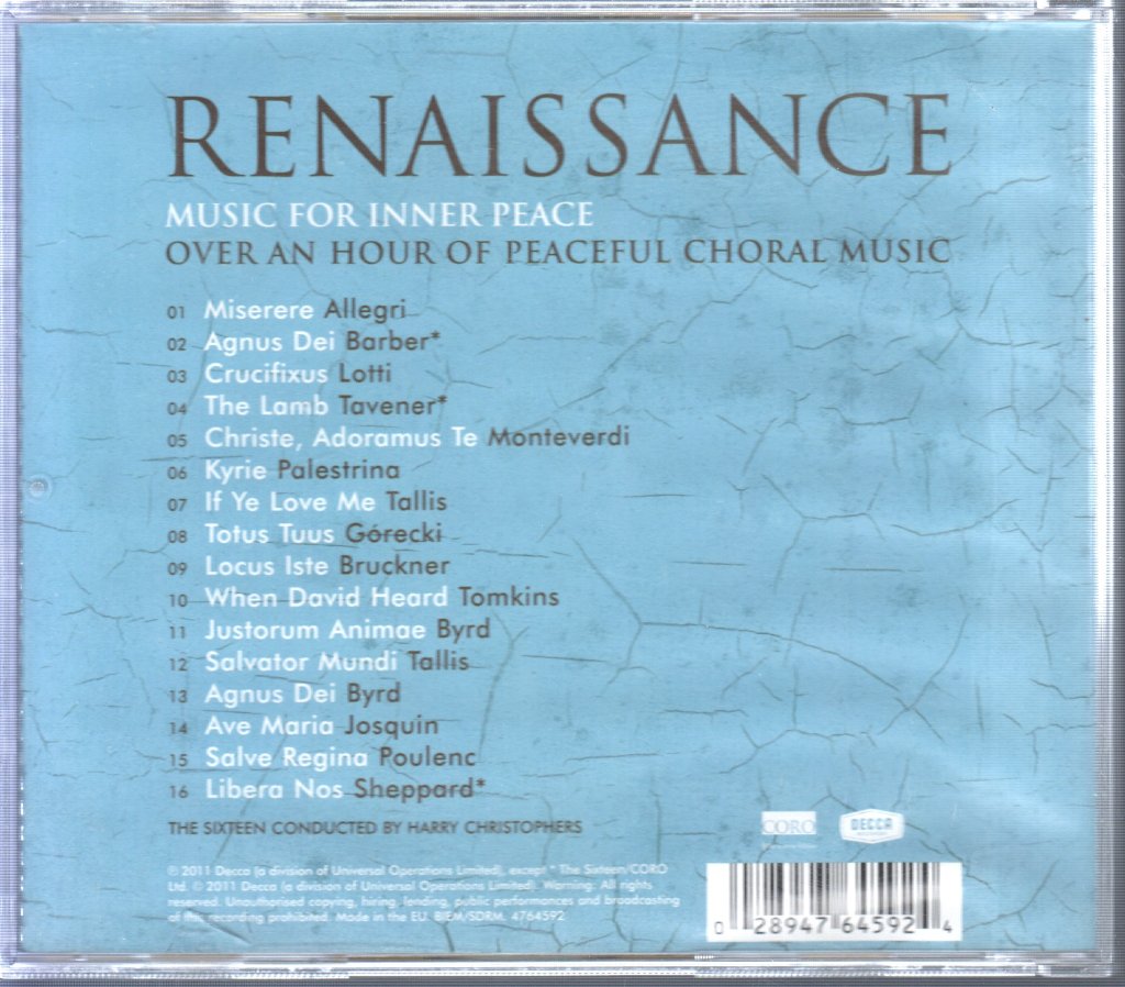 Harry Christophers - Renaissance. Music For Inner Peace - Cd