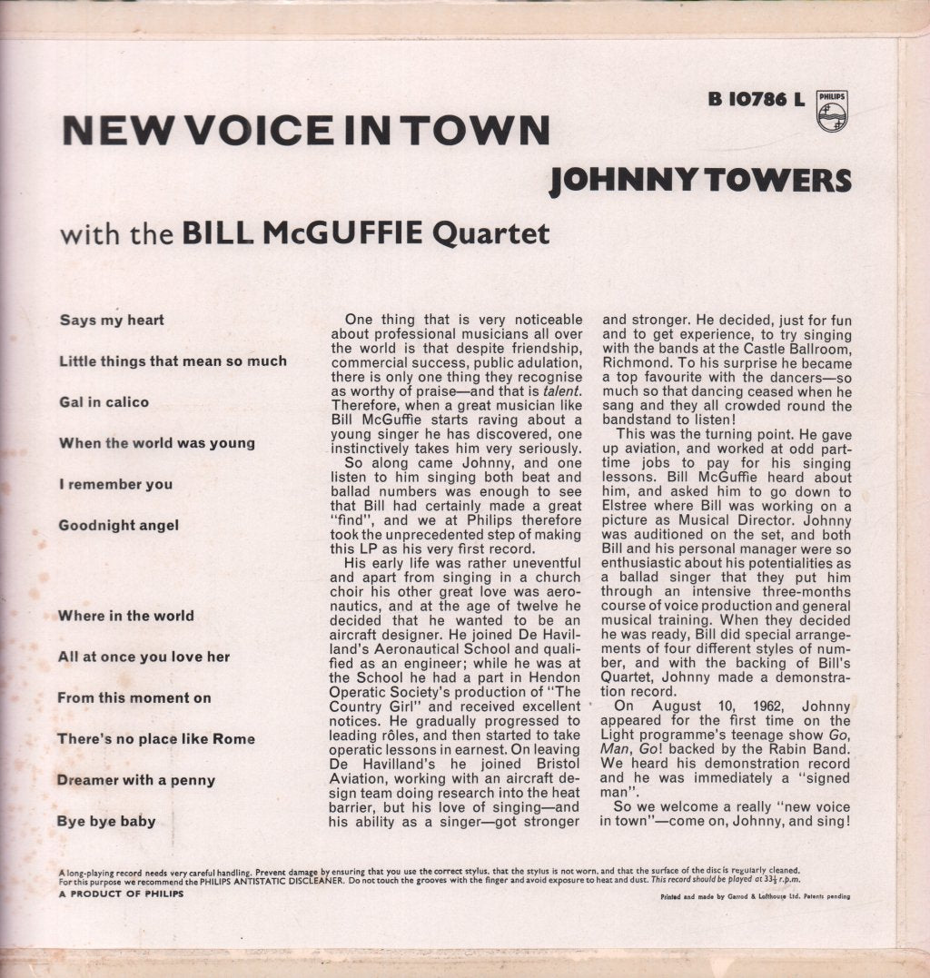 Johnny Towers - New Voice In Town - Lp