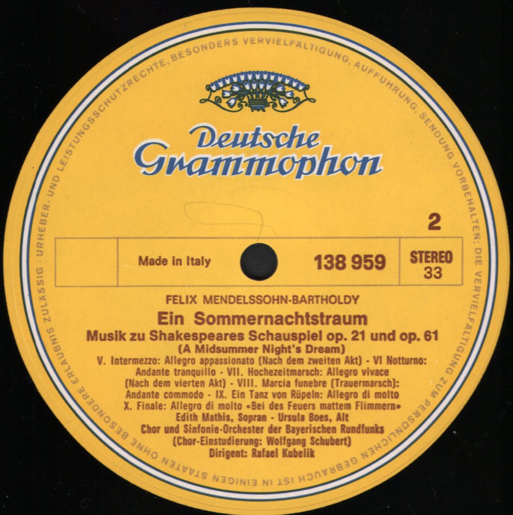 Rafael Kubelik / Orchester Des Bayerischen Rundfunks - Mendelssohn-Bartholdy - Ein Sommernachtstraum - Lp