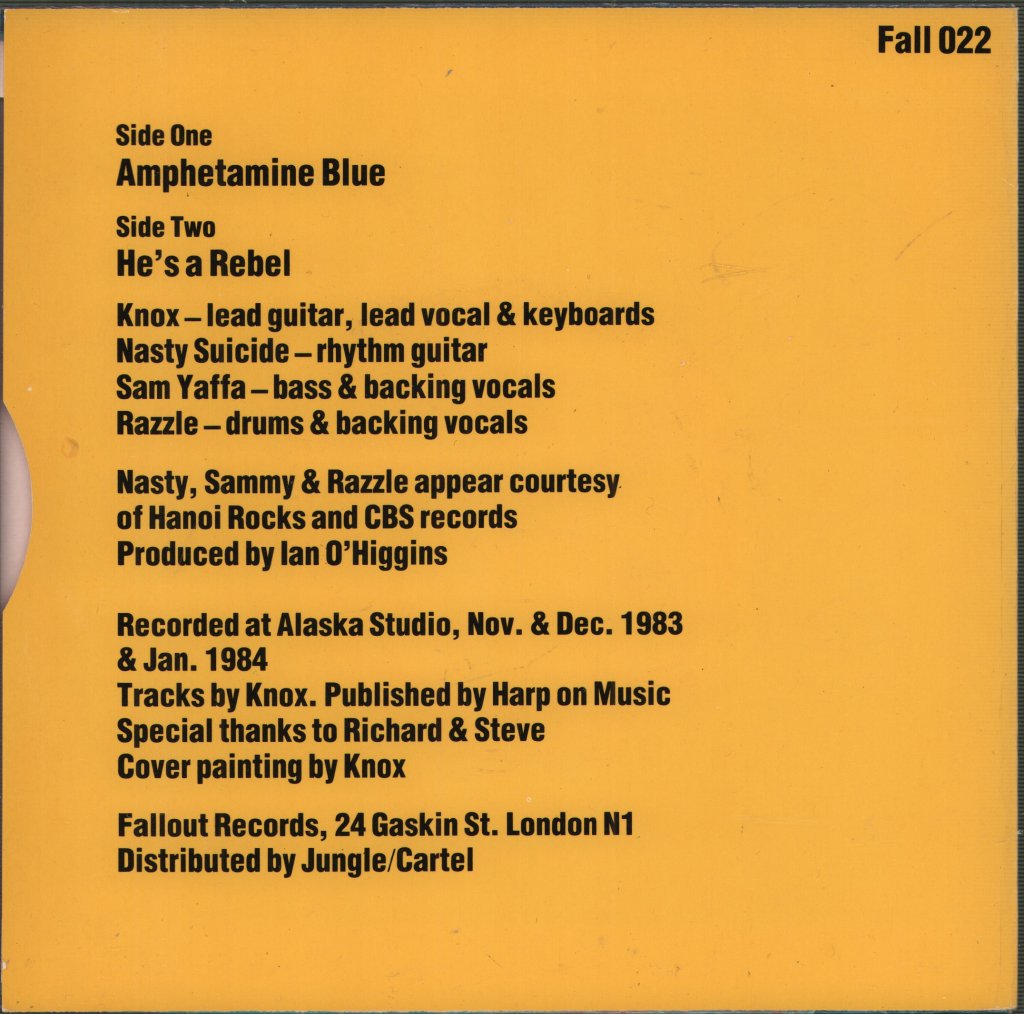 Fallen Angels (80'S Group) - Amphetamine Blue - 7 Inch