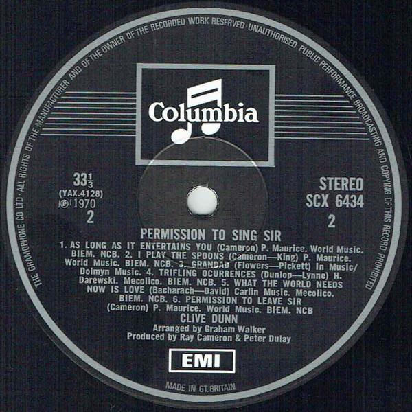 Clive Dunn - Permission To Sing Sir - Lp