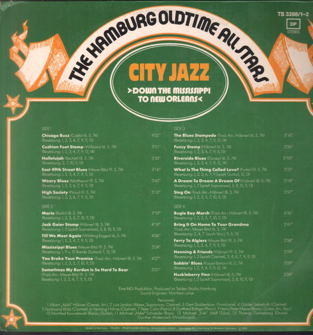 Hamburg Oldtime Allstars - Down The Mississippi To New Orleans - Double Lp