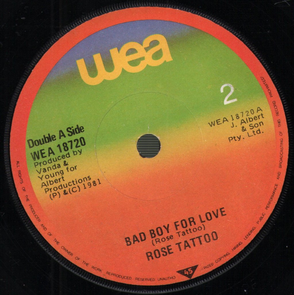 Rose Tattoo - Bad Boy For Love - 7 Inch