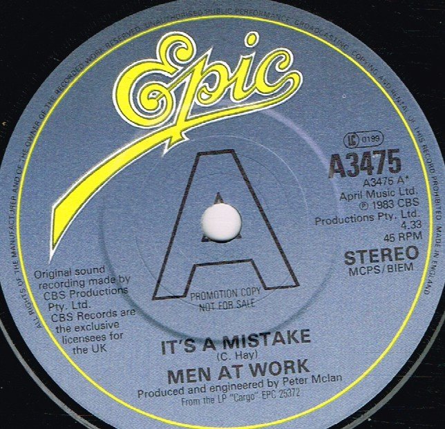 Men At Work - It's A Mistake - 7 Inch