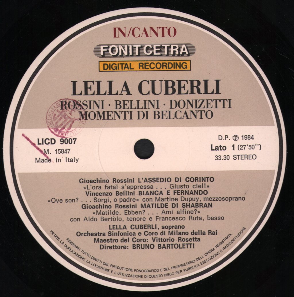 Lella Cuberli / Bruno Bartoletti - Momenti Di Belcanto - Lp