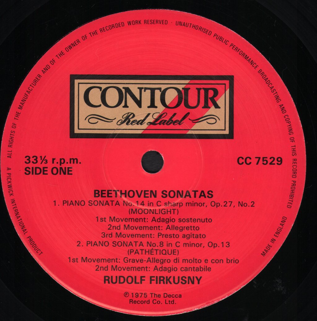 Rudolf Firkusny - Beethoven Piano Sonatas (Moonlight • Pathetique • Waldstein) - Lp