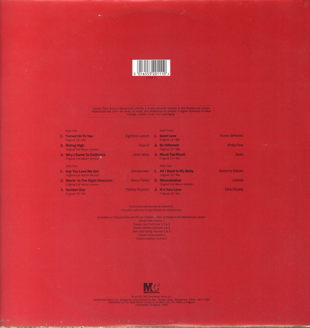 Various Artists - Classic Rare Groove Mastercuts Volume 1 - Double Lp