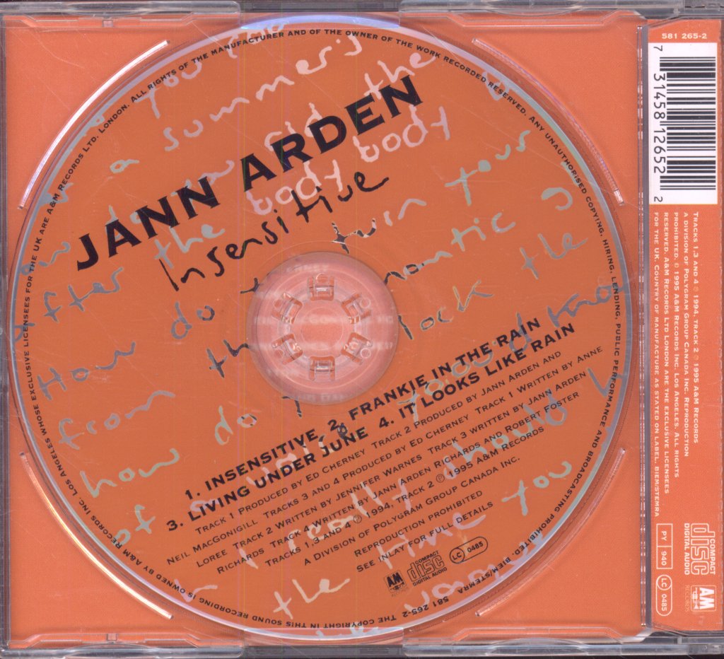 Jann Arden - Insensitive - Cd