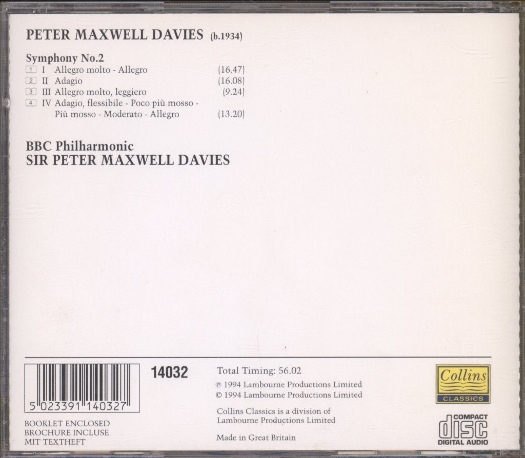 BBC Philharmonic, Sir Peter Maxwell Davies - Symphony No. 2 - Cd