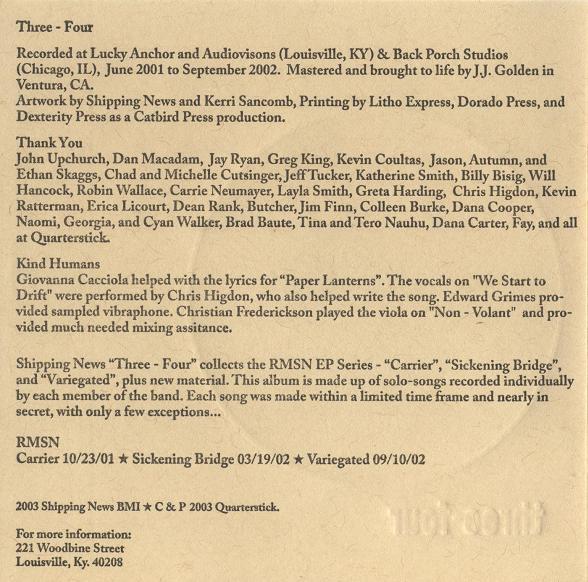 Shipping News - Three-Four - Double Lp