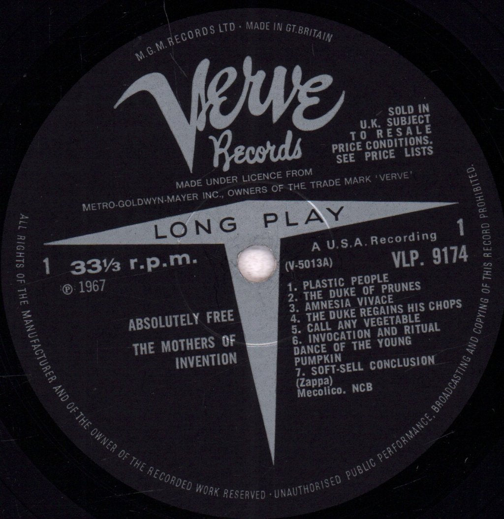 Mothers Of Invention - Absolutely Free - Lp
