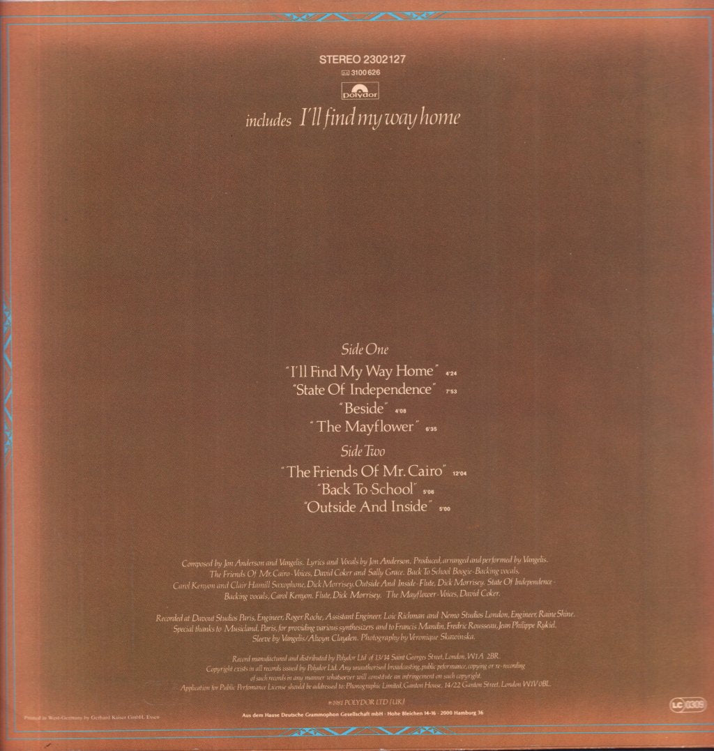 Jon And Vangelis - Friends Of Mr Cairo - Lp