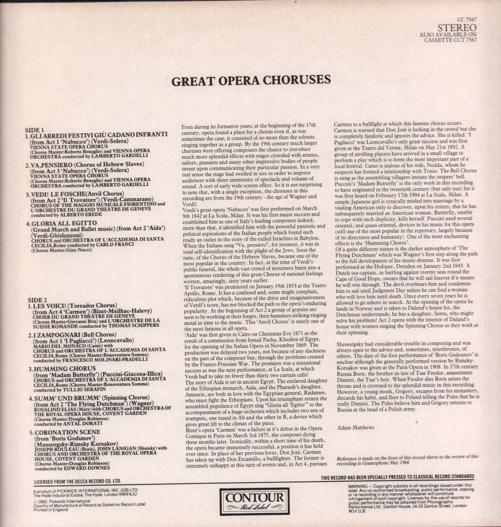 Various Artists - Great Opera Choruses - Lp