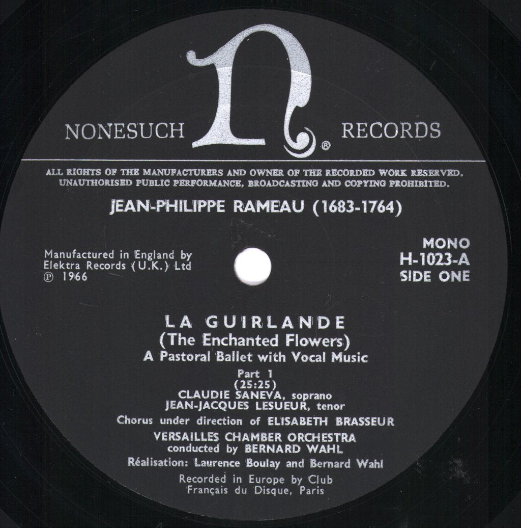 Claudie Saneva / Jean-Jacques Lesueur / Versailles Chamber Orchestra / Bernard Wahl - Jean-Philippe Rameau - La Guirlande (The Enchanted Flowers) - Lp