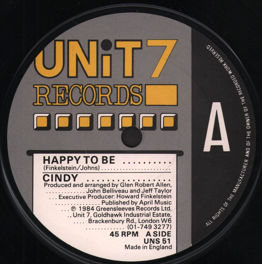 Cindy (70s) - Happy To Be - 7 Inch