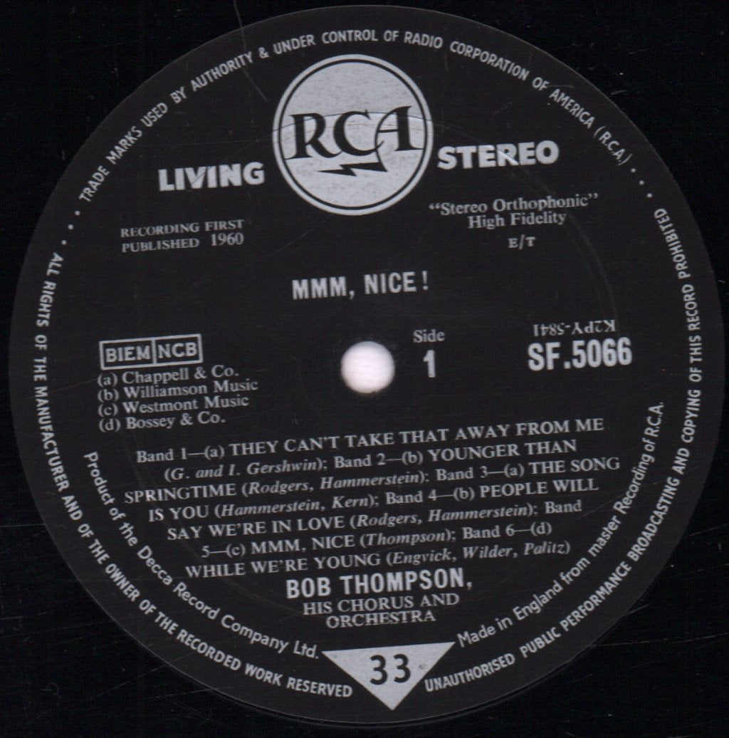 Bob Thompson, His Chorus And Orchestra - Mmm, Nice! - Lp