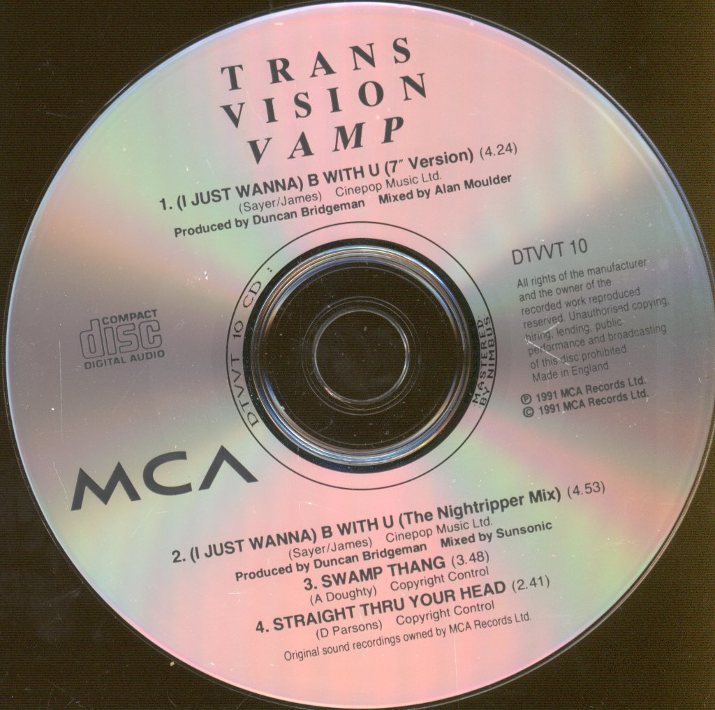 Transvision Vamp - (I Just Wanna) Be With U - Cd