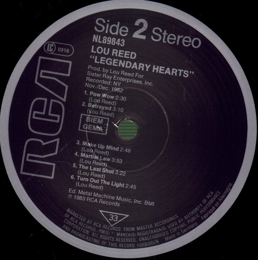 Lou Reed - Legendary Hearts - Lp