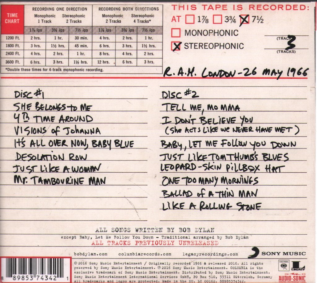 Bob Dylan - Real Royal Albert Hall 1966 Concert! - Double Cd