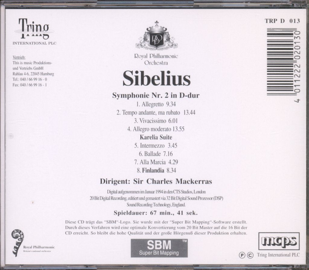Royal Philharmonic Orchestra, Sir Charles Mackerras - Sibelius - Symphony No. 2 In D Major / Karelia Suite / Finlandia - Cd