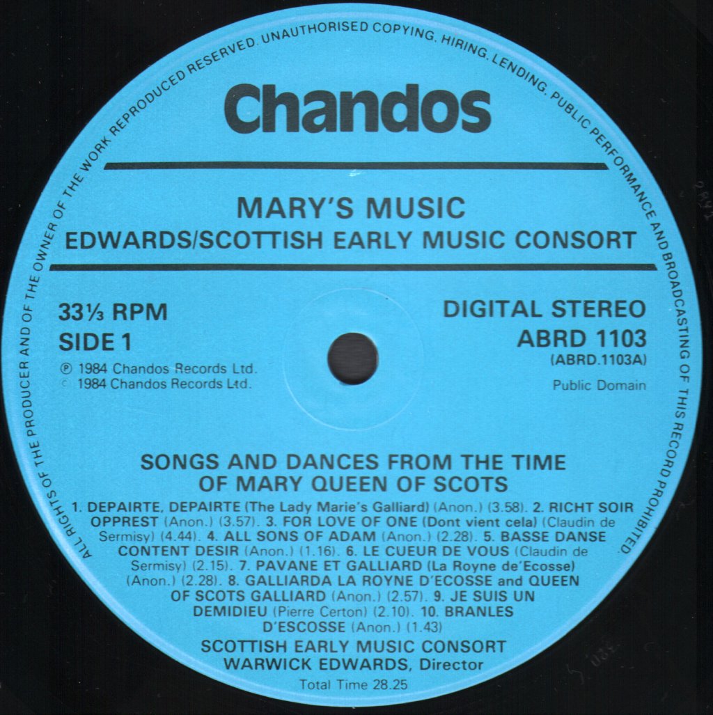 Scottish Early Music Consort - Mary's Music - Lp