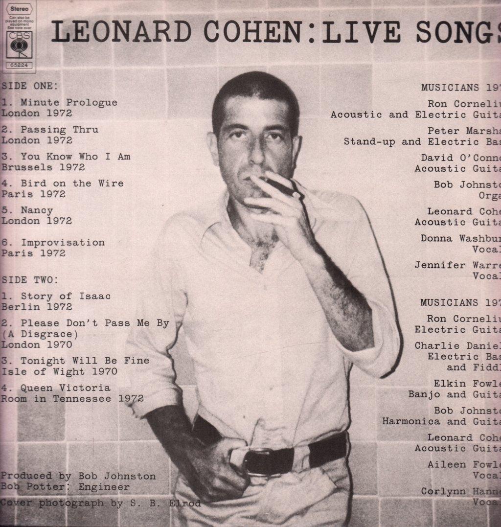 Leonard Cohen - Live Songs - Lp