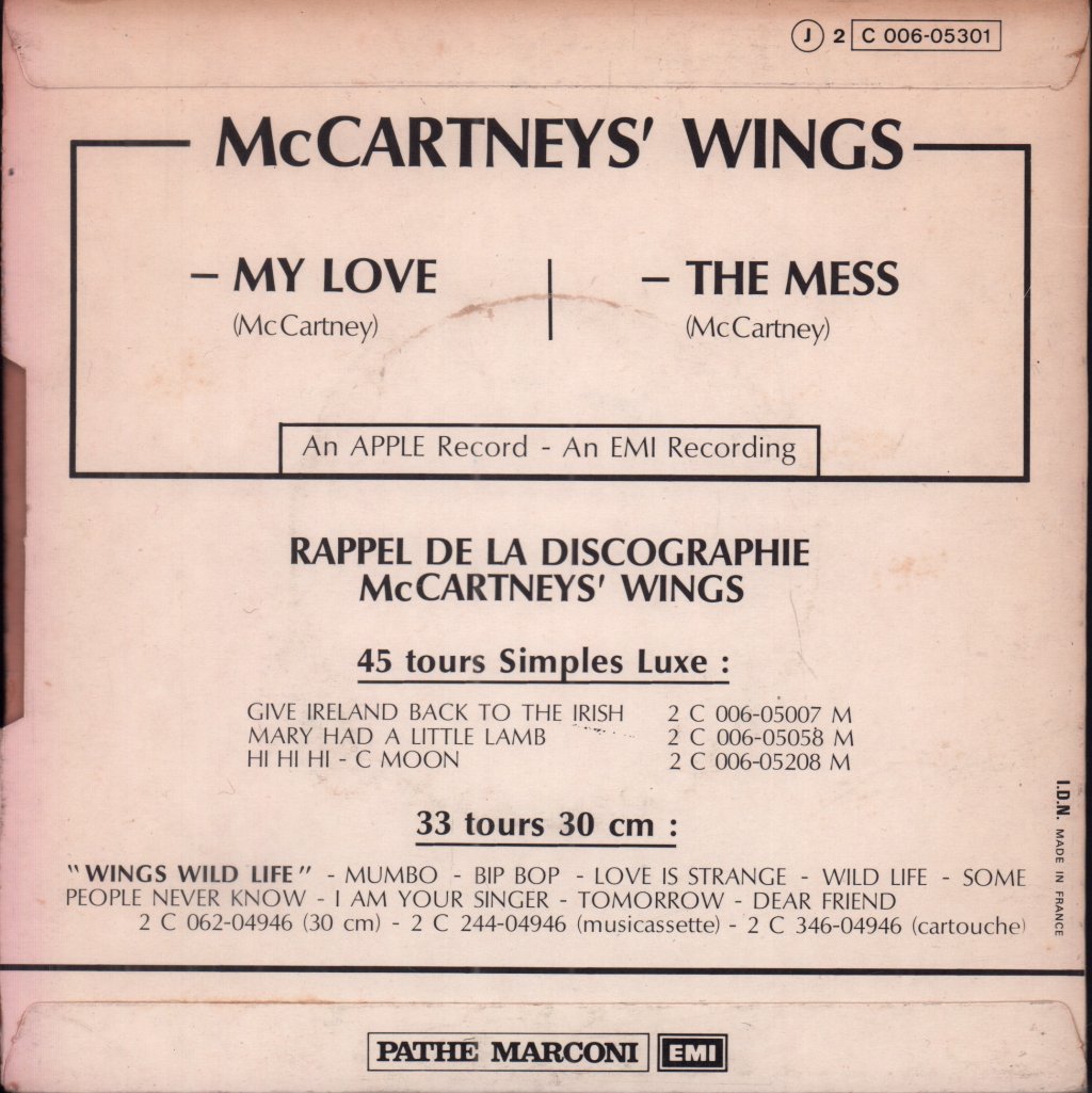 Mccartney's Wings - My Love - 7 Inch