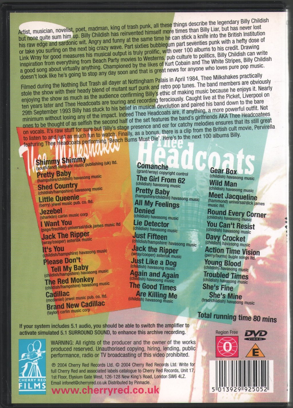 The Genius Of Billy Childish - with Thee Headcoats & Thee Milkshakes - Dvd