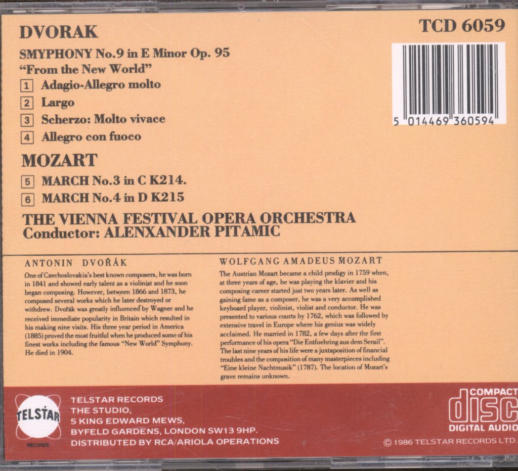 Vienna Festival Orchestra - Dvorak / Mozart - New World Symphony - Mozart Marches No'S 3 & 4 - Cd