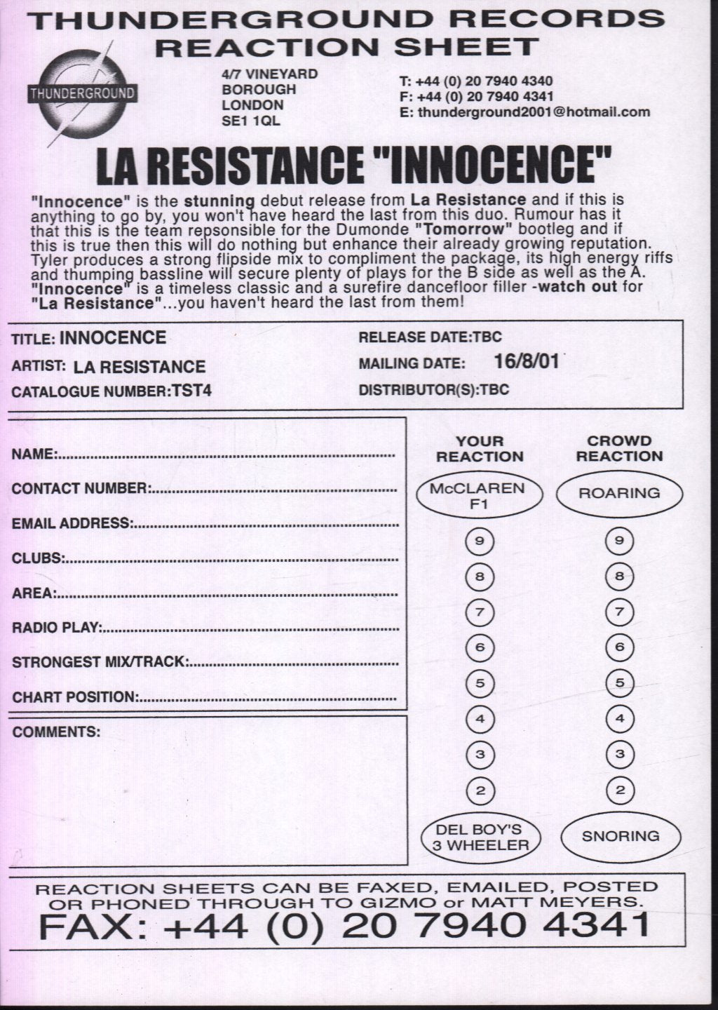 La Resistance - Innocence - 12 Inch