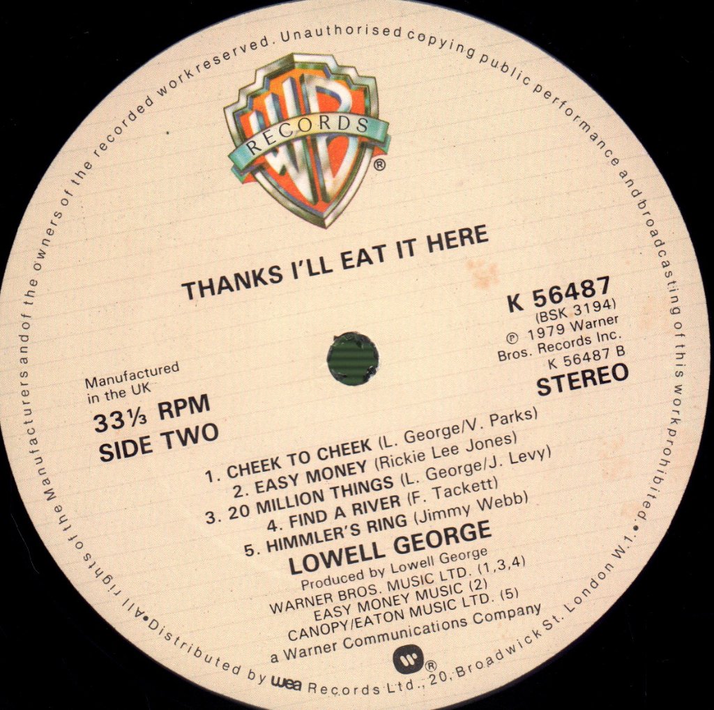 Lowell George - Thanks I'll Eat It Here - Lp