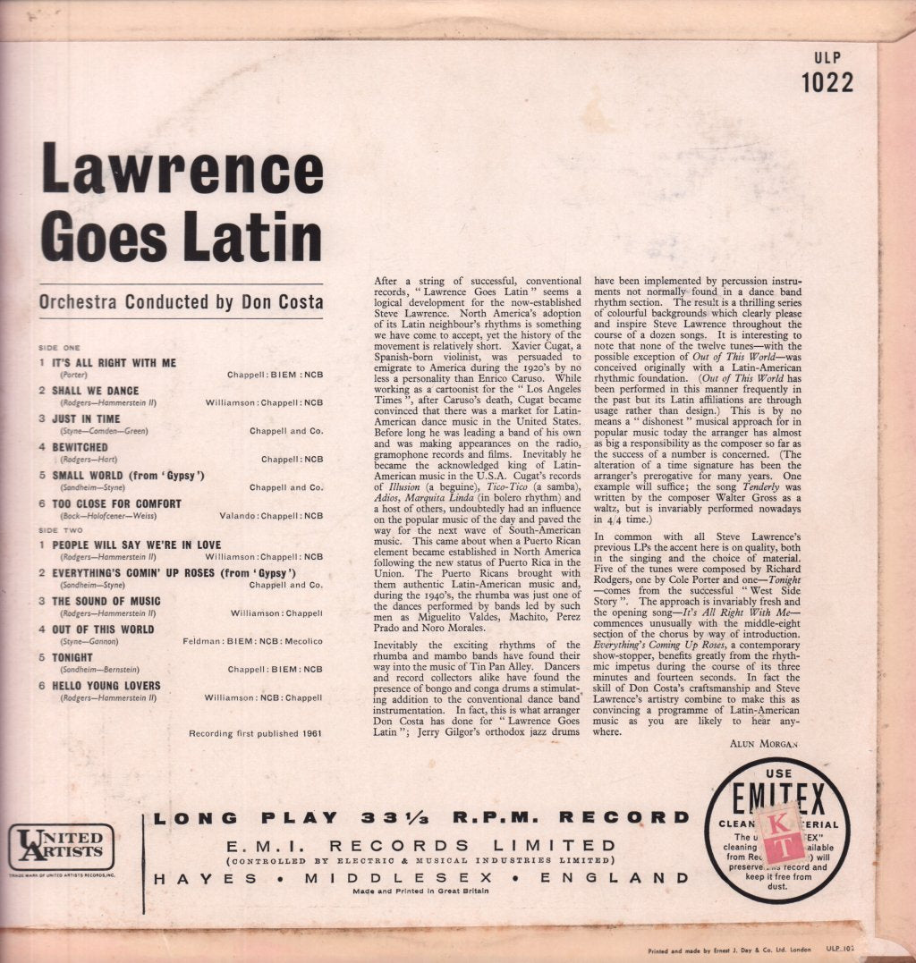 Steve Lawrence - Lawrence Goes Latin - Lp