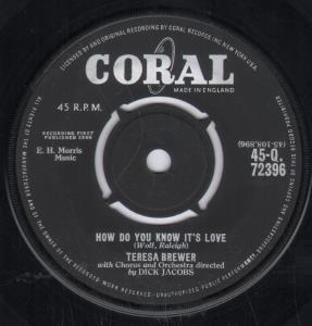 Teresa Brewer - How Do You Know It's Love - 7 Inch