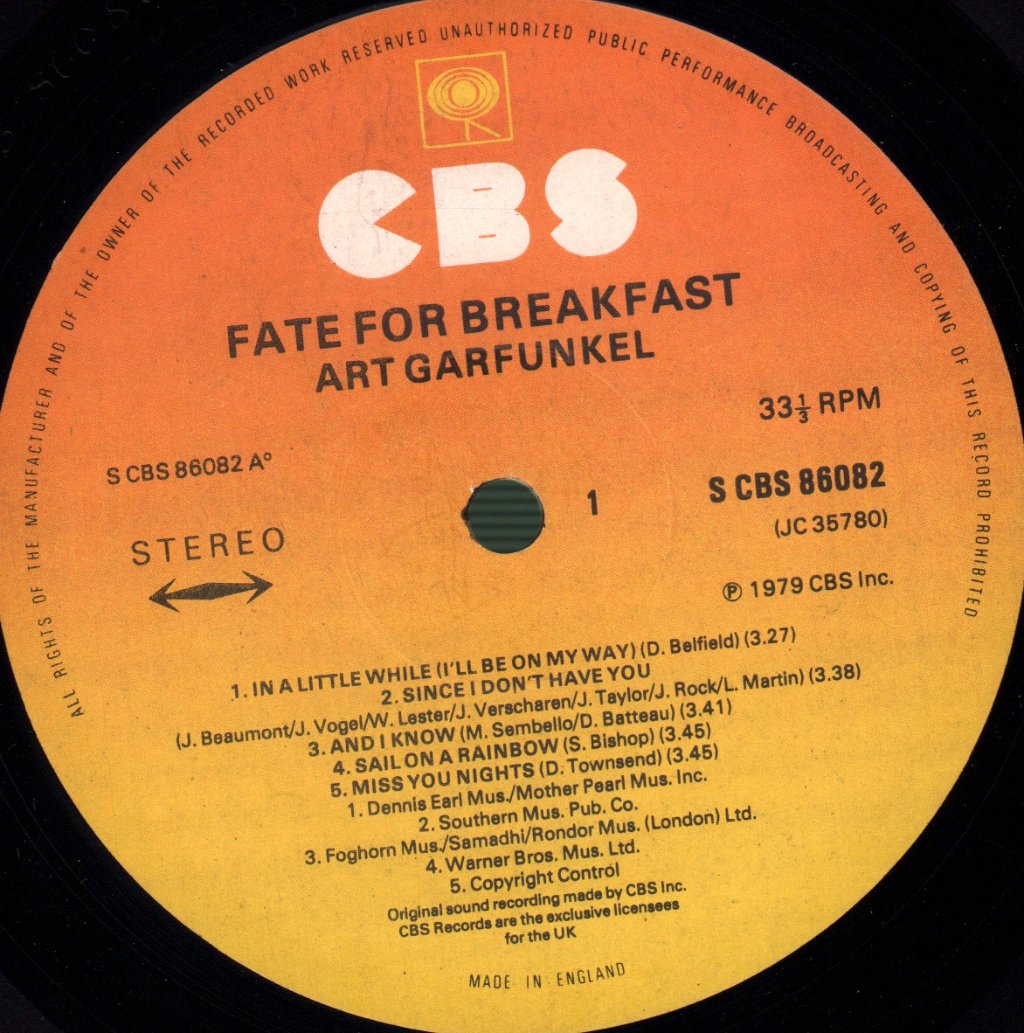 Art Garfunkel - Fate For Breakfast - Lp