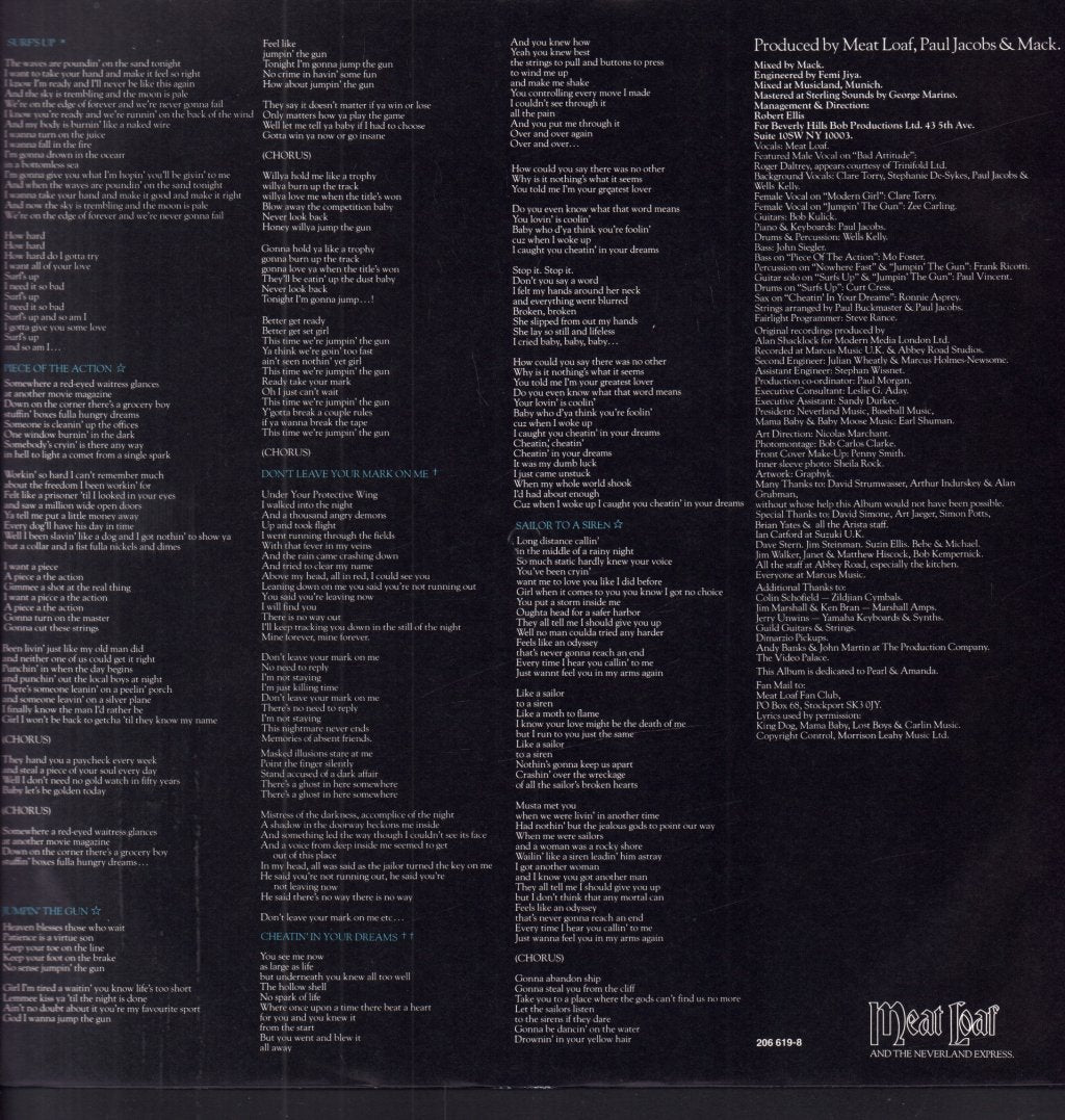 Meat Loaf - Bad Attitude - Lp