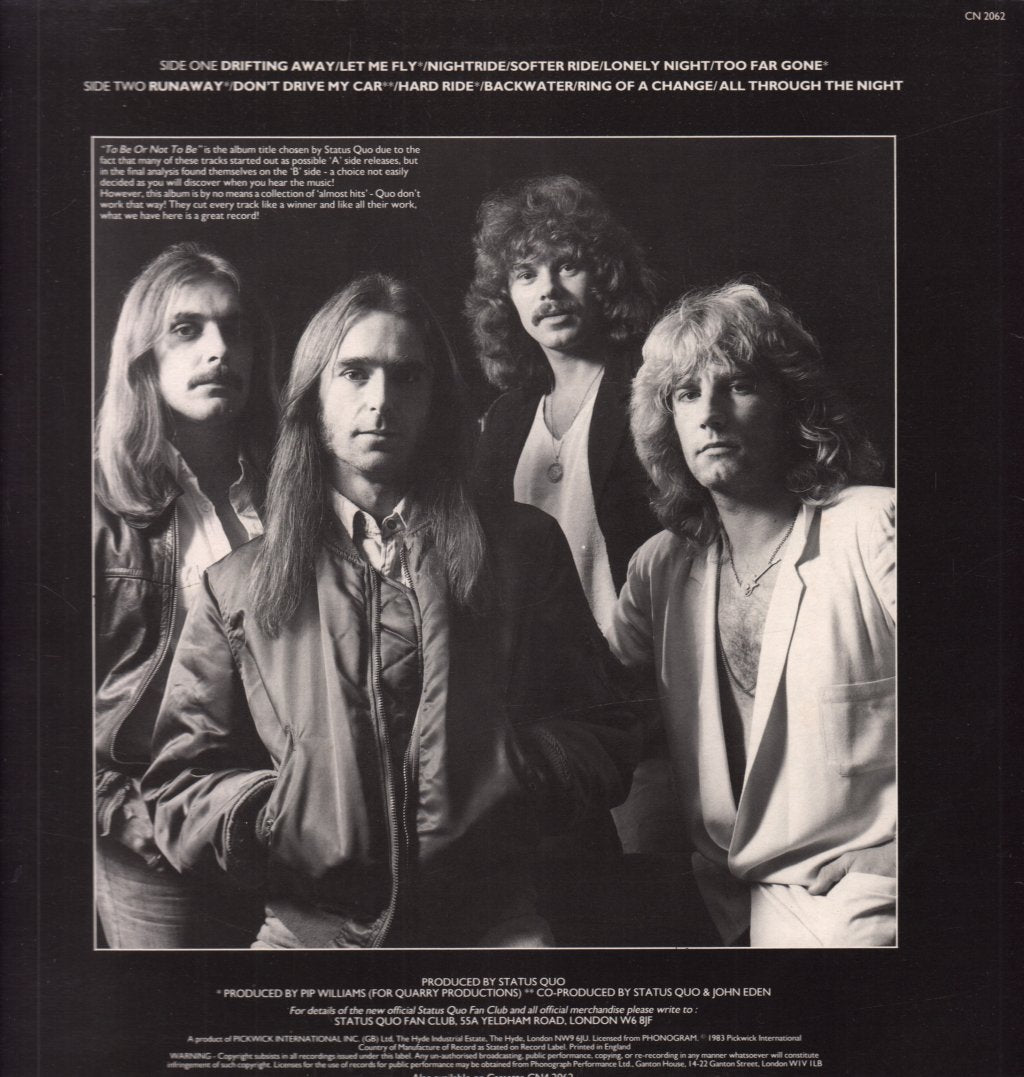 Status Quo - To Be Or Not To Be - Lp
