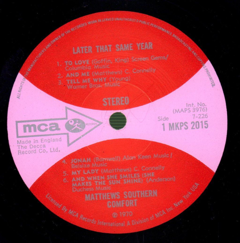 Matthews Southern Comfort - Later That Same Year - Lp