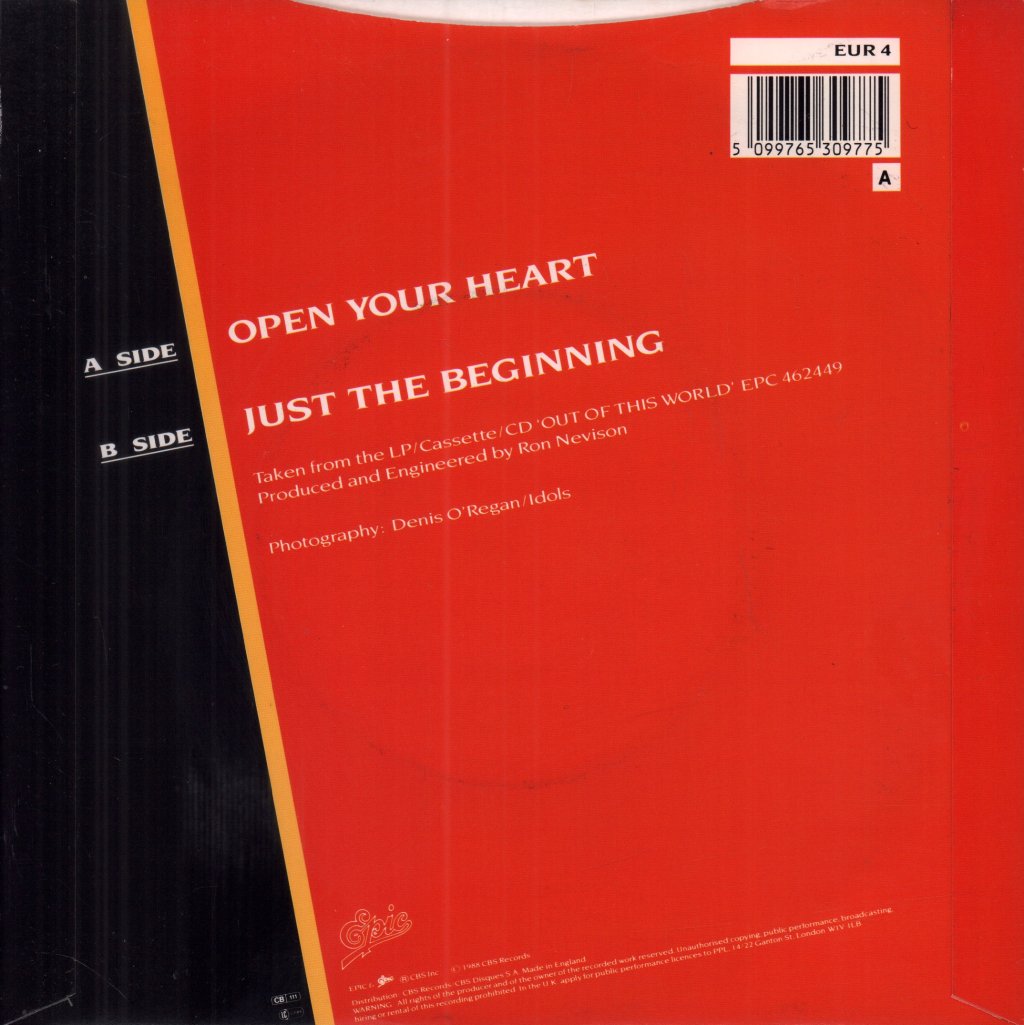 Europe - Open Your Heart - 7 Inch