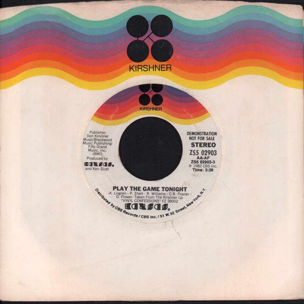 Kansas - Play The Game Tonight - 7 Inch