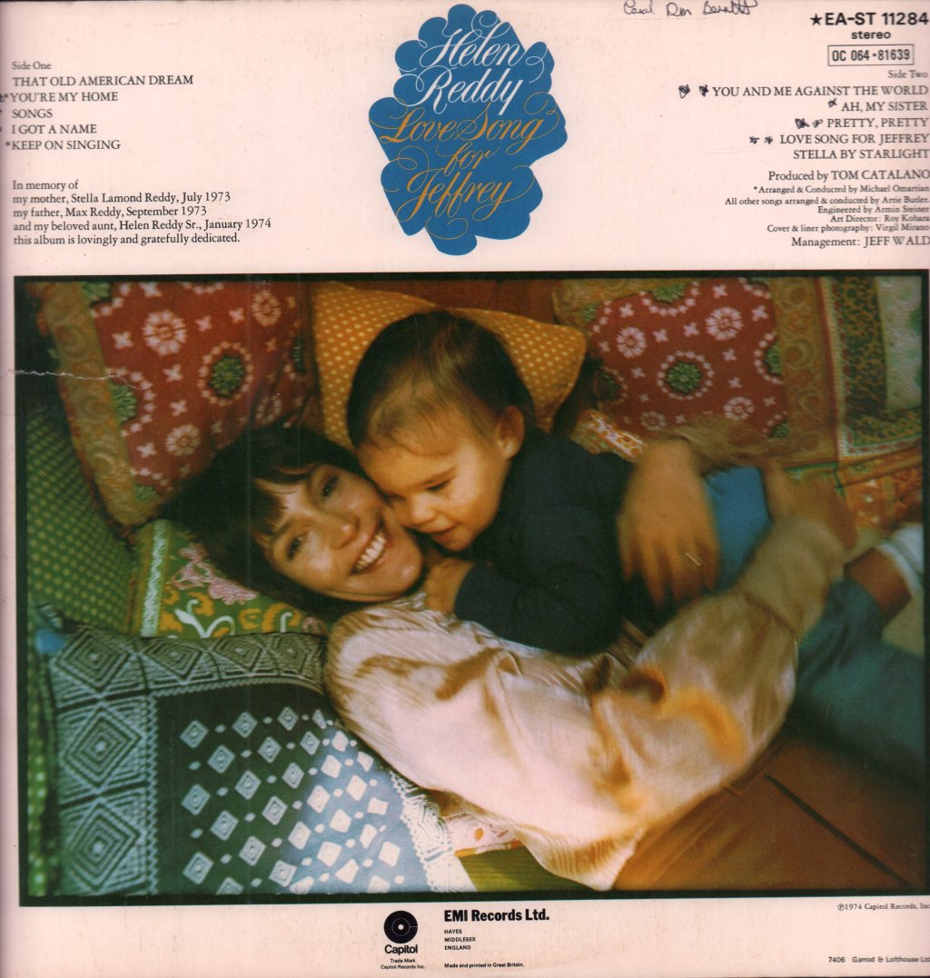 Helen Reddy - Love Song For Jeffrey - Lp