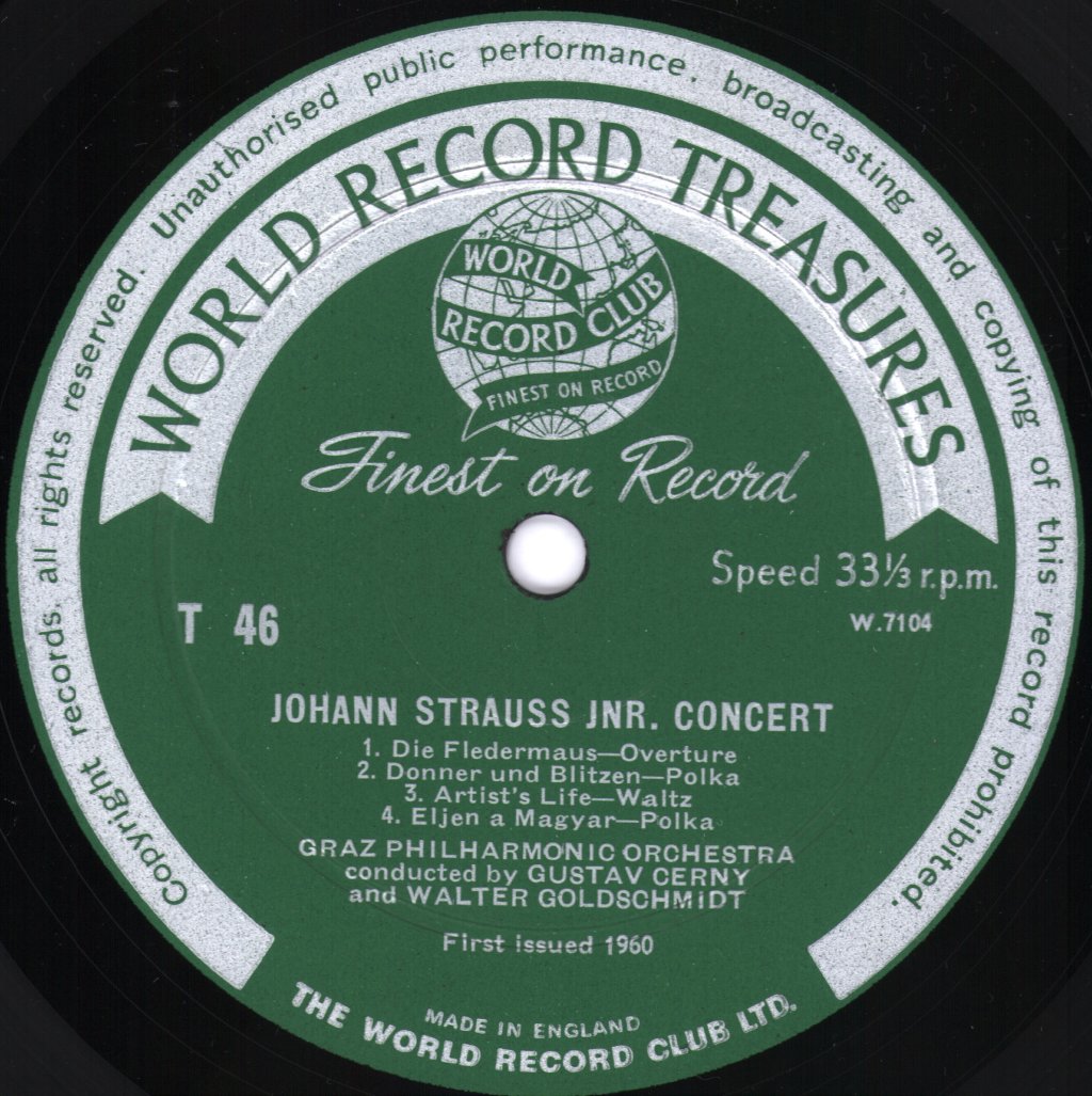 Graz Philharmonic Orchestra / Gustav Cerny - Johann Strauss - Overtures / Waltzes / Polkas - Lp