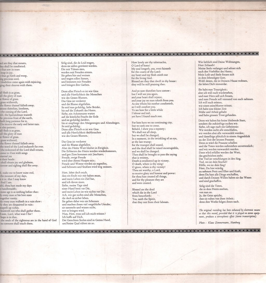 Maria Stader / Otto Wiener / Berlin Philharmonic / Fritz Lehmann - Johannes Brahms - Ein Deutsches Requiem - Double Lp