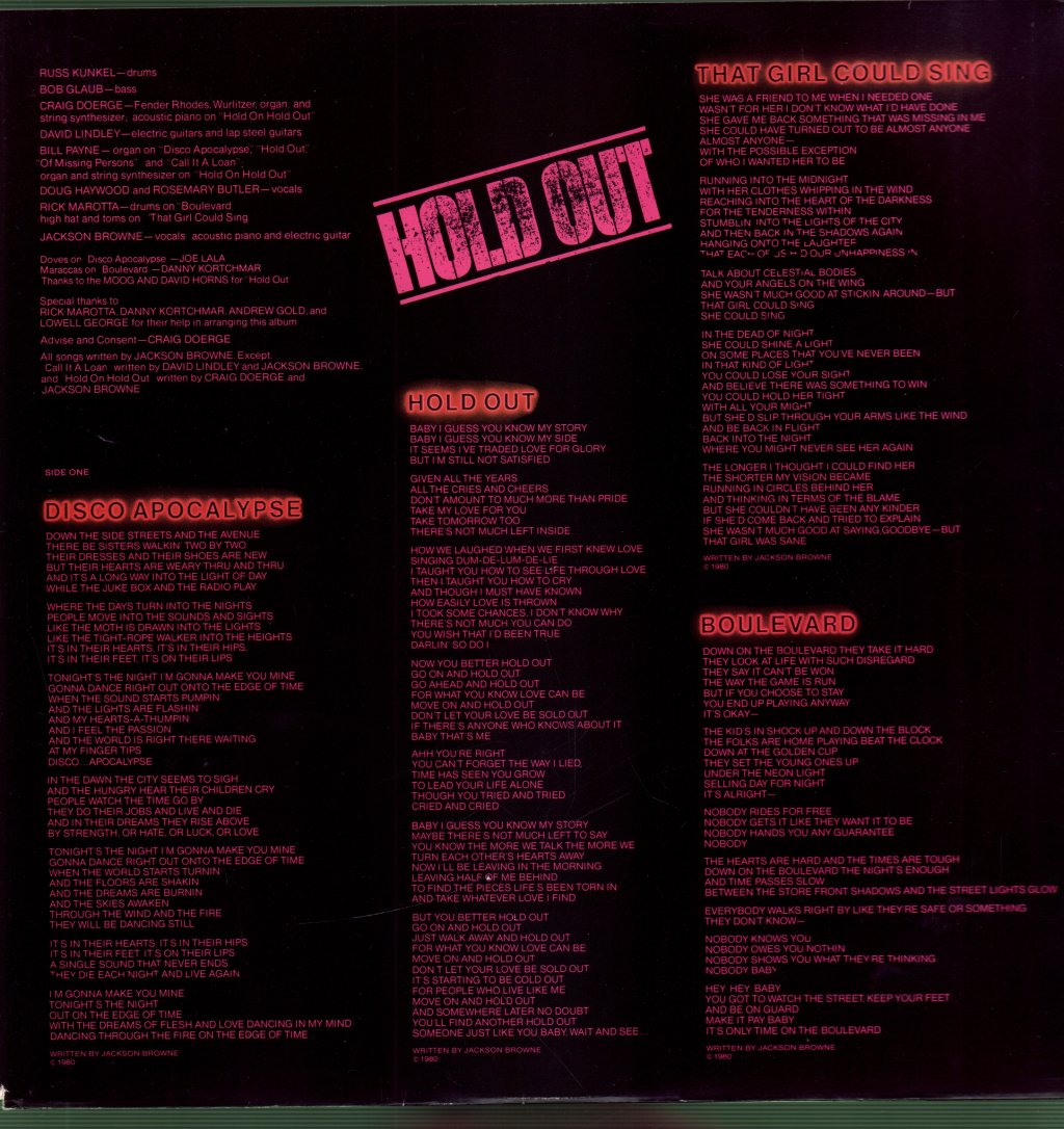 Jackson Browne - Hold Out - Lp