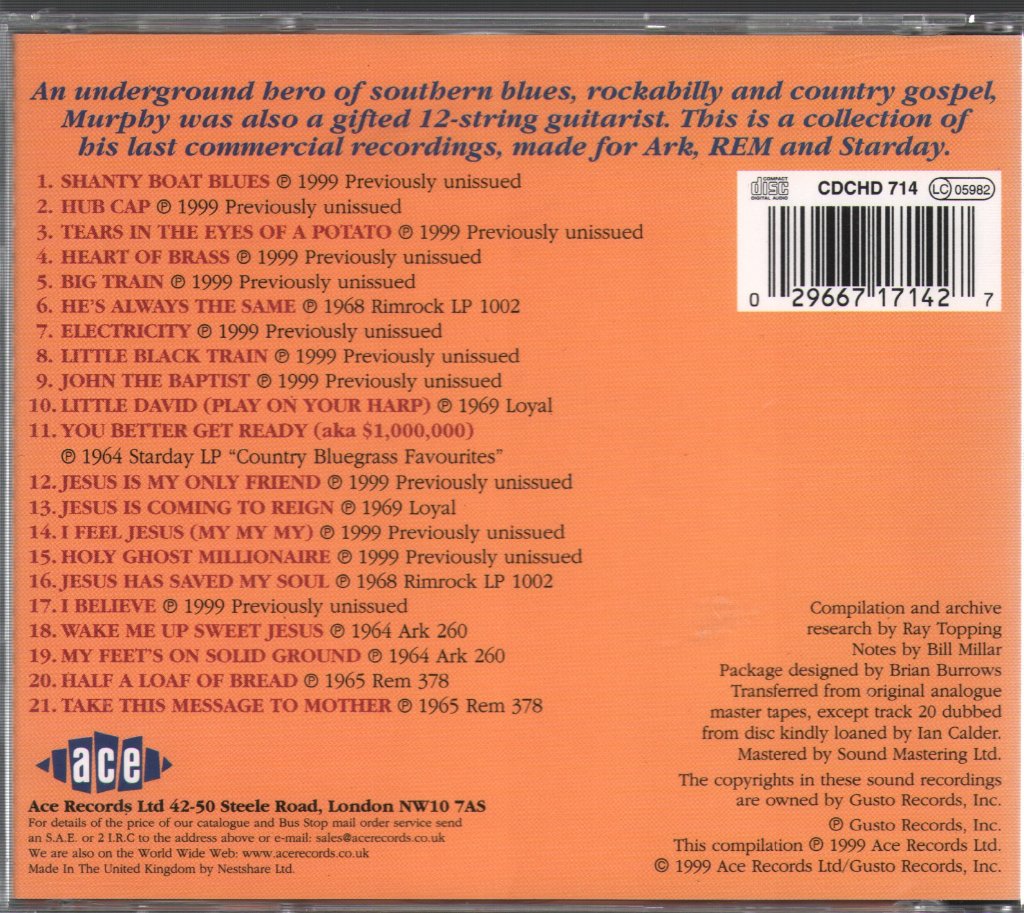 Jimmy Murphy - Southern Roots - The Legendary Starday REM Sessions - Cd