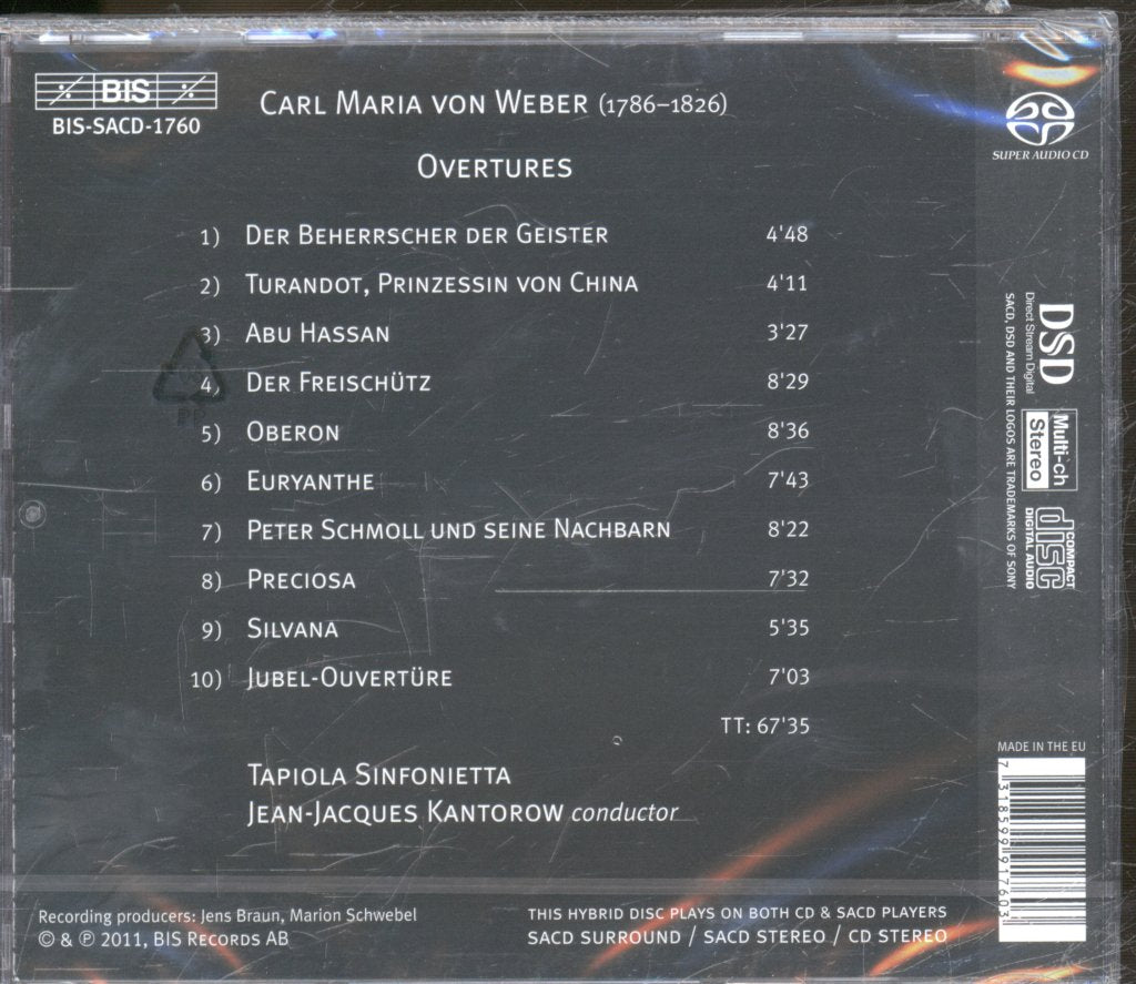 Jean-Jacques Kantorow, Tapiola Sinfonietta - Carl Maria von Weber - Overtures - Cd