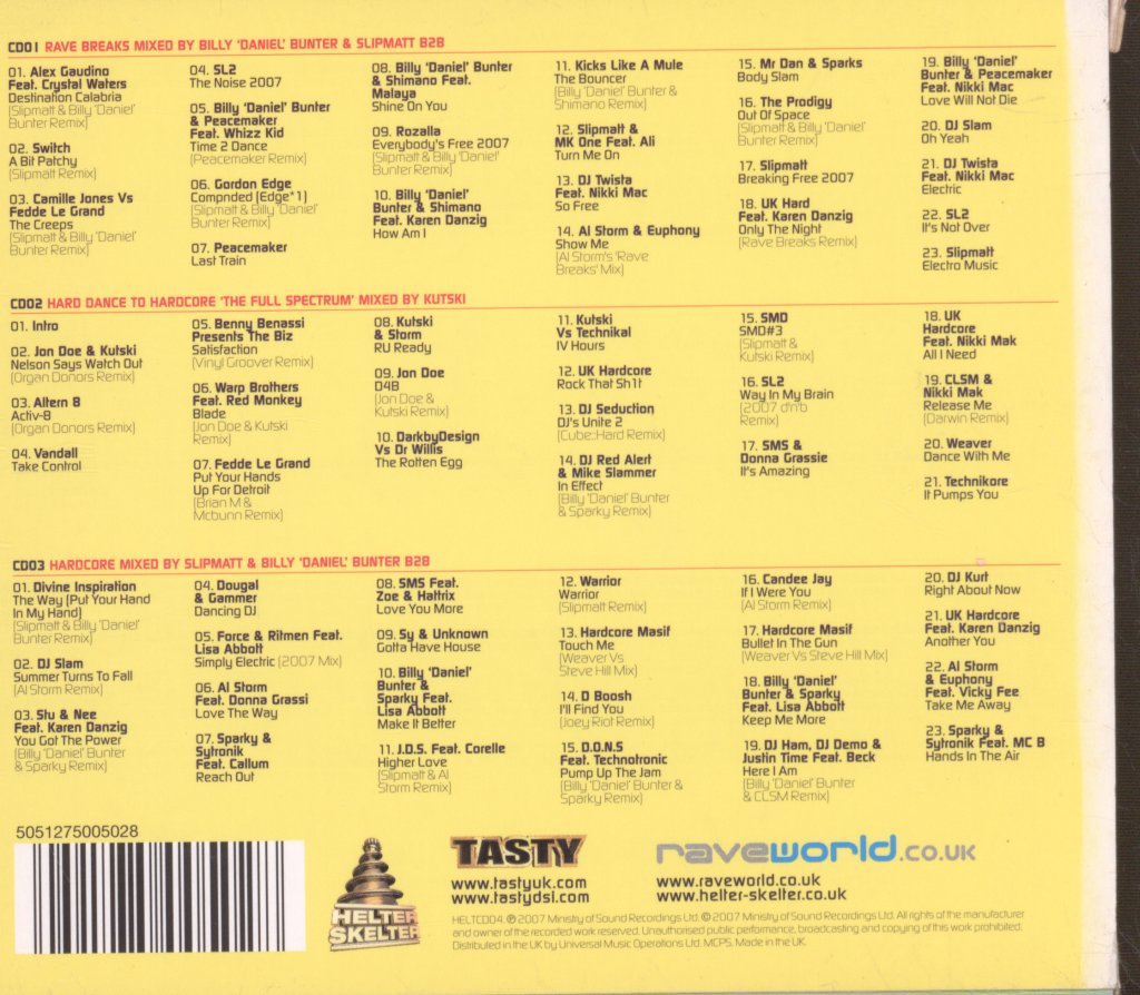 Various Artists - Billy 'Daniel' Bunter, Slipmatt & Kutski - Helter Skelter Presents Hardcore 2007 The New Generation - Triple Cd