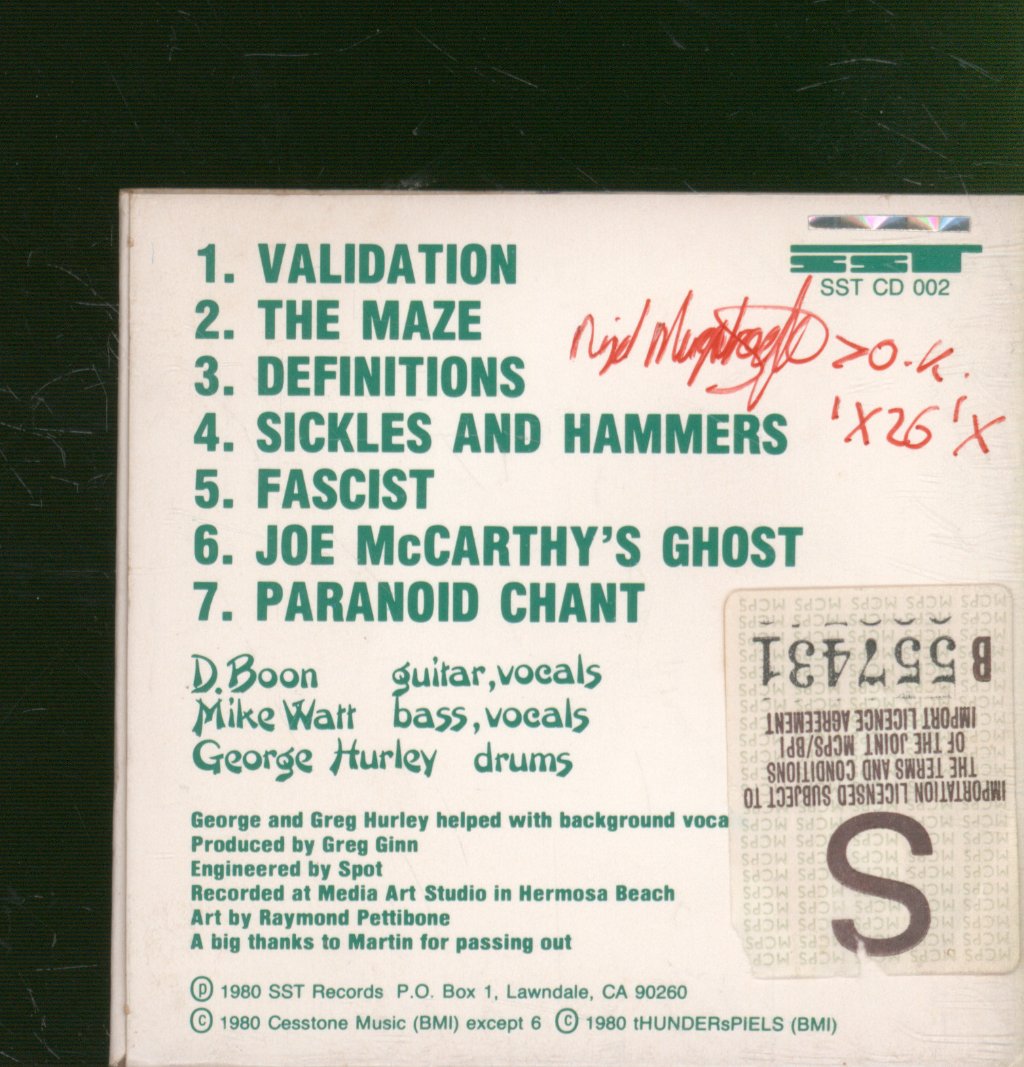 Minutemen - Paranoid Time - Cd