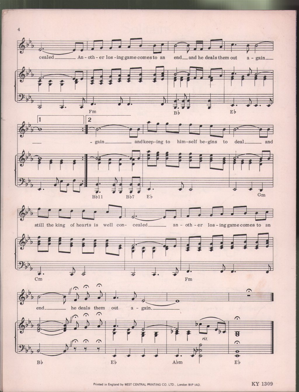 Andy Williams - Solitaire - Sheet Music